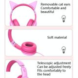 Gorsun GS-E61V kinderen hoofdtelefoon bedraad student kat oor afneembare opvouwbare leren hoofdtelefoon (roze)