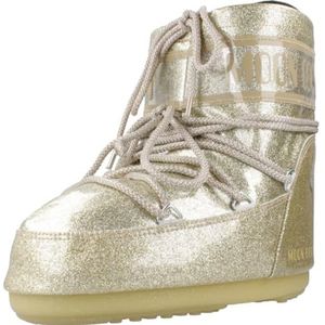 Moon Boot, Schoenen, Dames, Geel, 36 EU, Polyester, Gouden Glitter Enkellaarzen