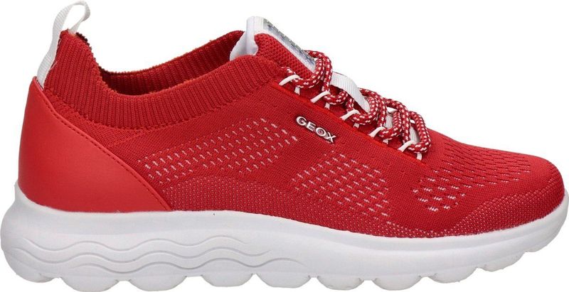 Geox - Spherica - Dames Sneaker - Rood - Textiel en Leer