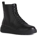 Geox - Phaolae - Enkellaarsjes - Zwart - Leer - Wol - Polyurethaan