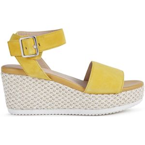 Geox, Schoenen, Dames, Geel, 40 EU, Gele platte sandalen voor vrouwen