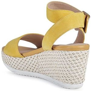 Geox, Schoenen, Dames, Geel, 40 EU, Gele platte sandalen voor vrouwen