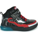 Geox - J Grayjay - Sneakers - Zwart/Rood - Synthetisch - Klittenbandsluiting