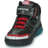 Geox - J Grayjay - Sneakers - Zwart/Rood - Synthetisch - Klittenbandsluiting