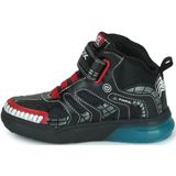 Geox - J Grayjay - Sneakers - Zwart/Rood - Synthetisch - Klittenbandsluiting