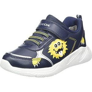 Geox Babyjongens B SPRINTYE Boy B Sneaker, Navy/Yellow, 24 EU