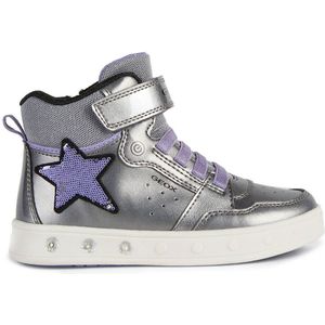 Ademende hoge sneakers met LED Skylin GEOX. Synthetisch materiaal. Maten 37. Zilver kleur