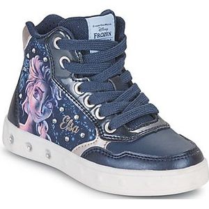 Geox J Skylin Girl E Sneakers voor meisjes, laag, marineblauw, platina, 24 EU, marineblauw platina