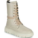 Geox - Isotte Enkellaarsjes - Beige - Leer/Polyester