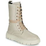 Geox - Isotte Enkellaarsjes - Beige - Leer/Polyester