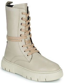 Geox - Isotte Enkellaarsjes - Beige - Leer/Polyester