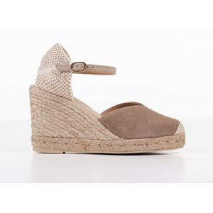Geox D Gelsa espadrille sleehak sandalen voor dames, beige, 37 EU