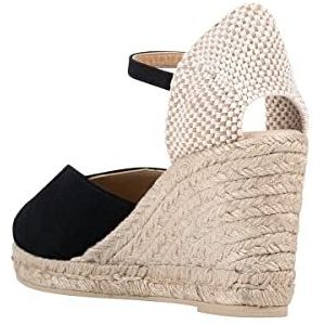 Geox D Gelsa espadrille sleehak sandalen voor dames, zwart, 38 EU