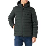 Geox - Donsjas - Groen - Heren - 100% Polyester - Gewatteerd Patroon - Capuchon