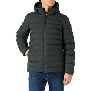 Geox - Donsjas - Groen - Heren - 100% Polyester - Gewatteerd Patroon - Capuchon