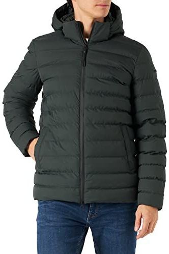 Geox - Donsjas - Groen - Heren - 100% Polyester - Gewatteerd Patroon - Capuchon