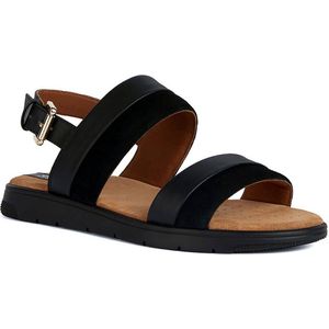 Geox, Schoenen, Dames, Zwart, 38 EU, Stijlvolle platte sandalen voor vrouwen
