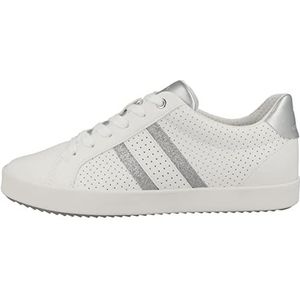 Geox D BLOMIEE Sneakers voor dames, Optic White/Silver, 36 EU, Optiek Wit Zilver, 36 EU