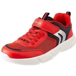 Geox J Aril Boy Sneakers voor jongens, rood/zwart, 35 EU