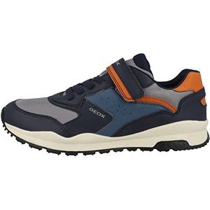 Geox J Pavel, gymschoenen voor kinderen en jongeren, marineblauw oranje, 33 EU