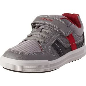Geox J Arzach Boy Sneaker, grijs/rood, 28 EU, Grijs rood, 28 EU
