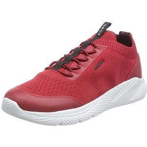 Geox J Sprintye Boy Sneakers voor jongens, rood/zwart, 28 EU