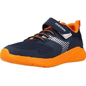 Geox J Sprintye Boy Sneakers voor jongens, Navy Oranje, 39 EU