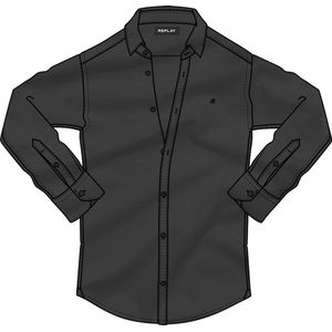 Replay M4028 000 80279a Overhemd Met Lange Mouwen Zwart L Man