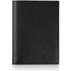 Womo Paspoorthoes van natuurlijk kalfsleer. Zwart, reis-accessoire-portemonnee voor heren, 12 x 9,8 x 2 cm, Zwart, 12 x 9,8 x 2 cm
