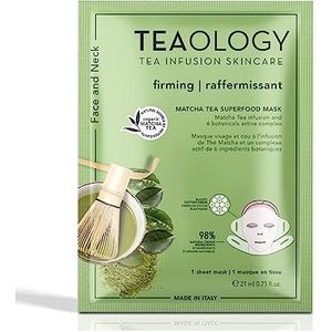 Teaology Matcha Tea Superfood Mask verstevigend sheetmasker voor de gezichtscontouren met matcha 21 ml