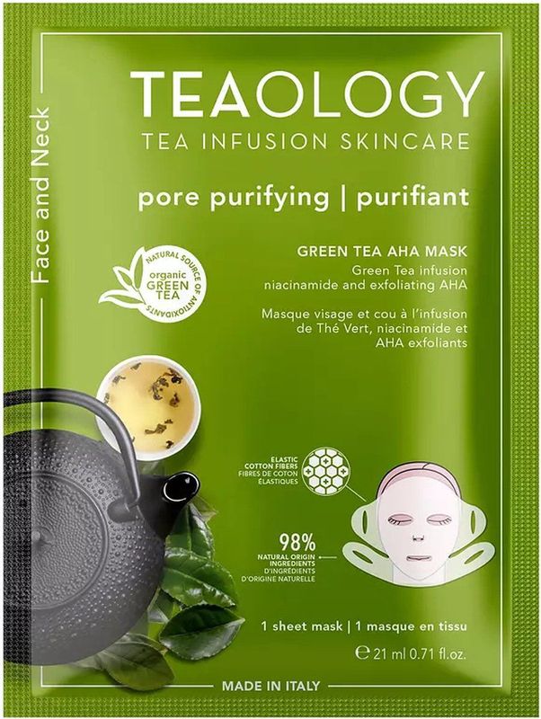 Teaology - Green Tea AHA + BHA Mask - Gezichts- en Halsmasker - Groene Thee-infusie - Exfoliërende Extracten