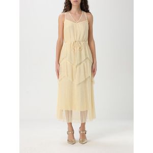 Twinset - Lange Jurk - Beige - Elegante Ivoor Kant - Dames - Polyester