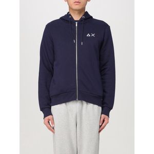 Sun68, Heren, Sweatshirts & Hoodies, Blauw, Maat: M Katoen,