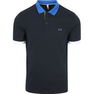 Sun68 Poloshirt Navy - Katoen en Stretch - Korte Mouw