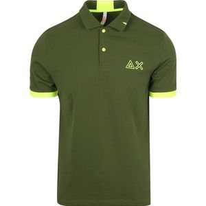 Sun68 Poloshirt Logo Fluo Army Groen - Maat XL - Heren