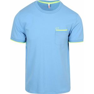 Sun68 Piqué T-Shirt Fluo Stripe Hellblau - Größe L