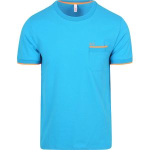 Sun68 - Piqué T-Shirt - Blauw - Fluo Stripe