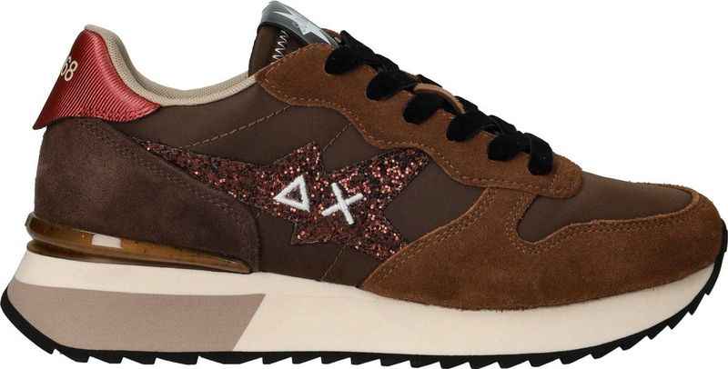 Sun68 - Stargirl - Sneakers - Donkerbruin - Glitter logo - Laag