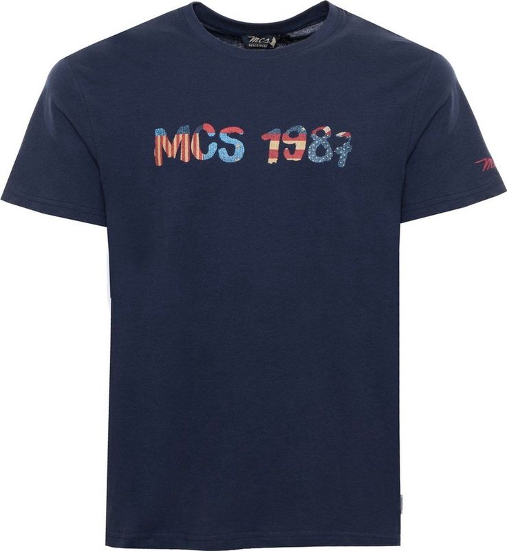 T-shirt - Blauw - Katoen - Korte Mouwen - Ronde Hals - Regular Fit