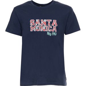 Mcs - Katoenen T-shirt - Blauw - Grafische Print - Ronde Hals