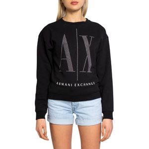 Armani Exchange - Sweatshirt - Zwart - 100% Katoen - Lange Mouwen - Ronde Hals