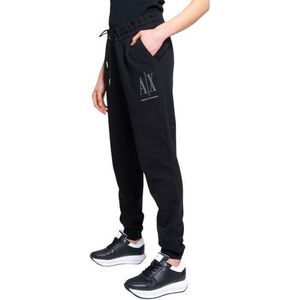 Armani Exchange Drawstring Logo Studs Terry Jogger Pant Trainingsbroek voor dames, zwart.