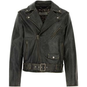 Golden Goose - Distressed Bull - Leren Jas - Zwart - Rundleer - Vintage Bikerstijl