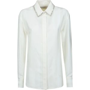 Golden Goose, Dames, Blouses & Shirts, Beige, Maat: M Satijn,