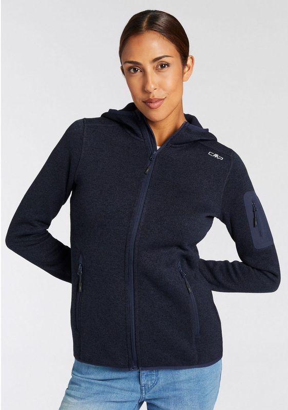 CMP - KNITTED MELANGE HOODY - Fleecejack - B. blue - Met Capuchon - 3 Ritszakken