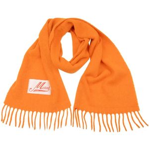 Marni, Accessoires, Heren, Oranje, ONE Size, Wol, Gebreide Logo Patch Sjaal