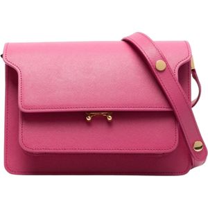 Marni, Tassen, Dames, Roze, ONE Size, Leer, Fuchsia Cross Body Tas - Luxe Leer, Compact Formaat