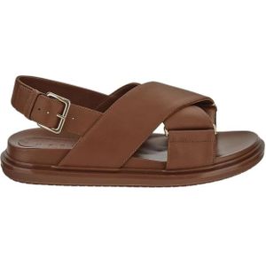 Marni, Leren Rubberen Sandalen Bruin, Dames, Maat:37 EU