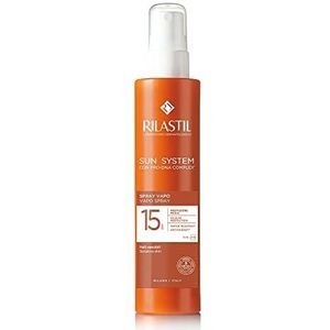 Rilastil Sun System Spray corps, ultra léger, utilisable également sur peau humide, SPF15, pour tous les types de peaux même peaux sensibles, lot de 200 ml
