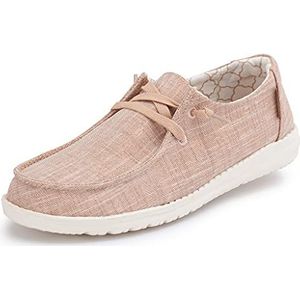 Hey Dude Dames Wendy Lace-Up Loafers Comfortabele & Lichtgewicht Dames Schoenen Meerdere Maten & Kleuren, Sprankelend roségoud, 40.5 EU